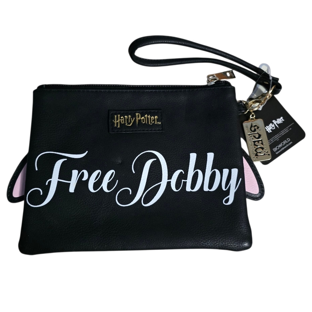 Harry Potter Free Dobby Black & Pink Large Wristlet
